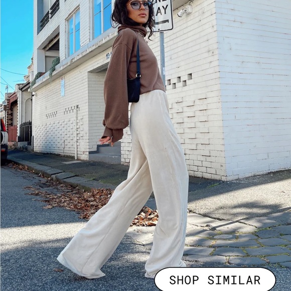 NWT Princess Polly Motel Obeli Trouser in Rib Cream - Petite - Picture 2 of 10